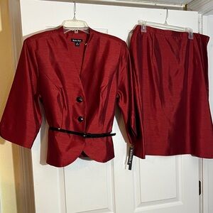 Dana Kay Crimson Jacket with Black Belt